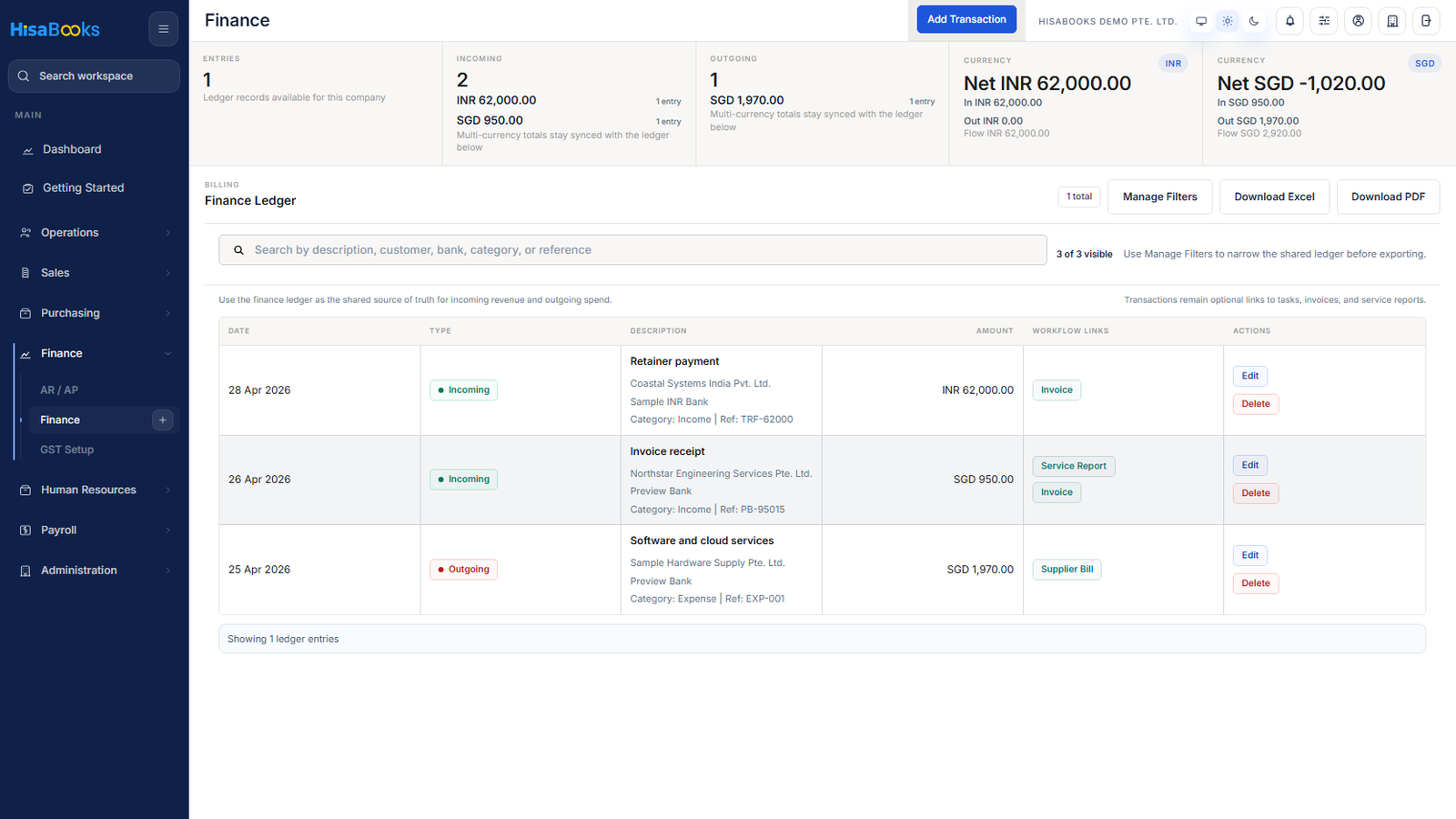 Carry supplier commitments into finance tracking