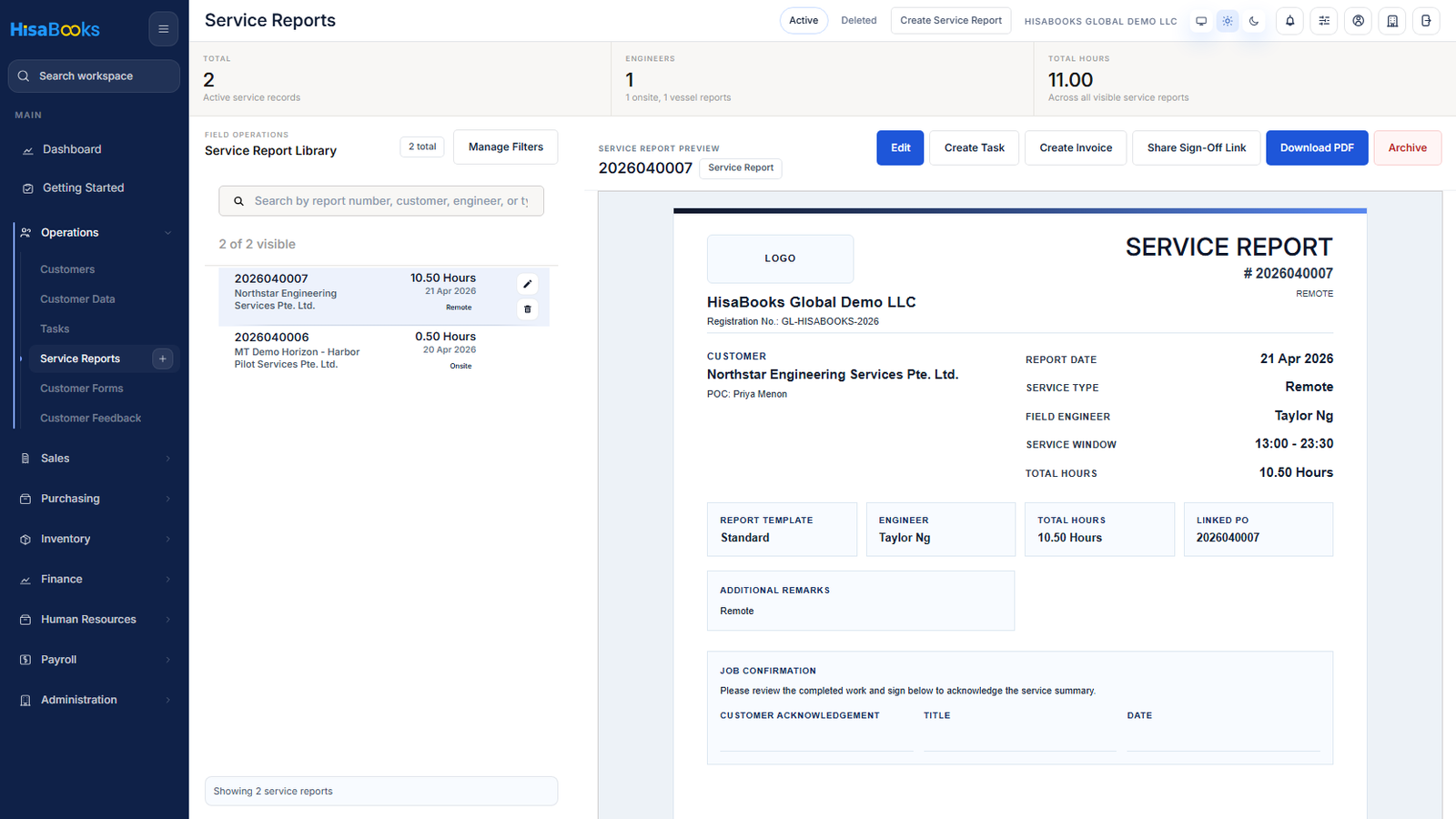 Document exports screen