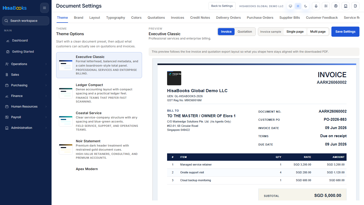 PDF themes screen
