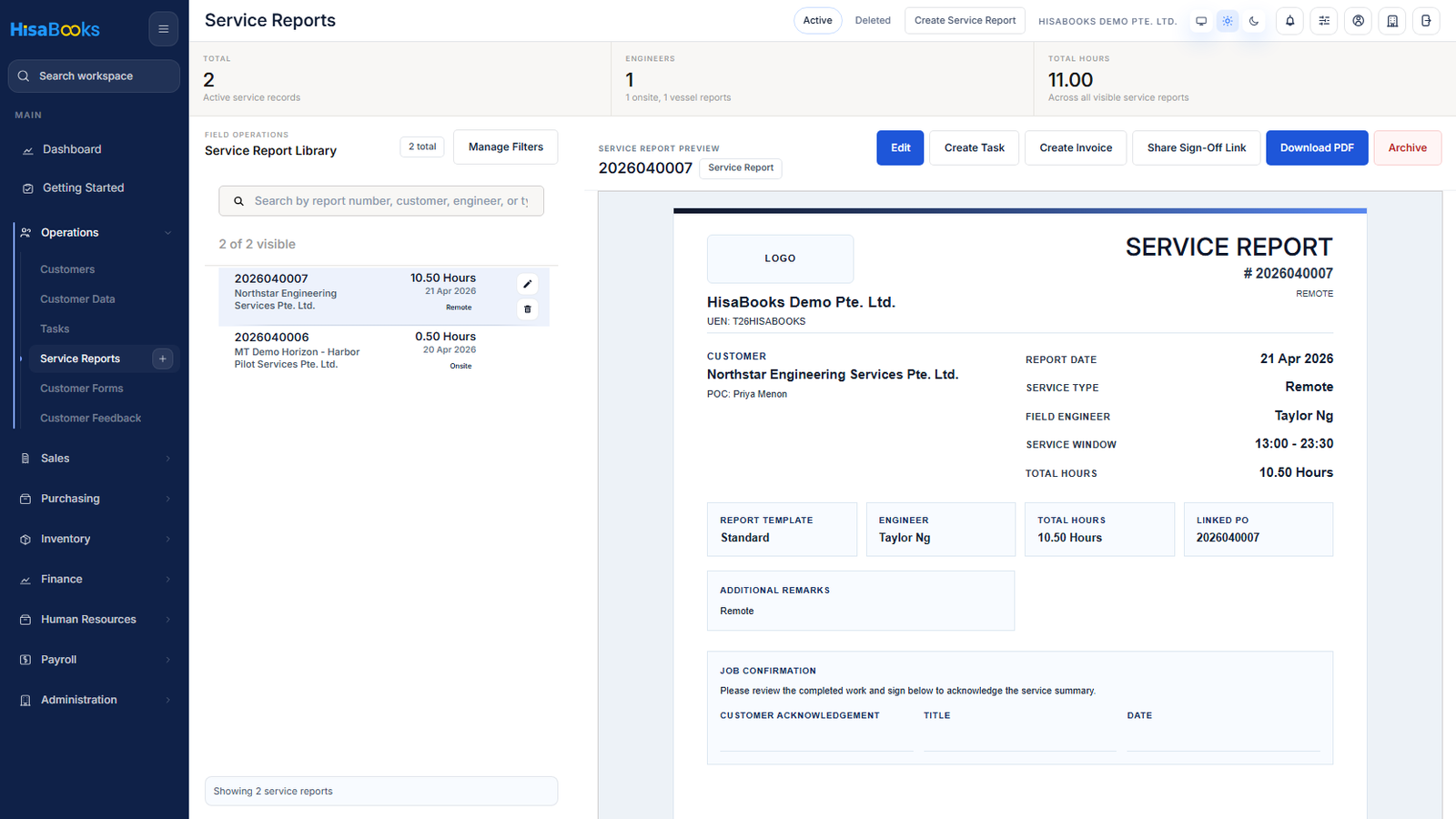 Document exports screen