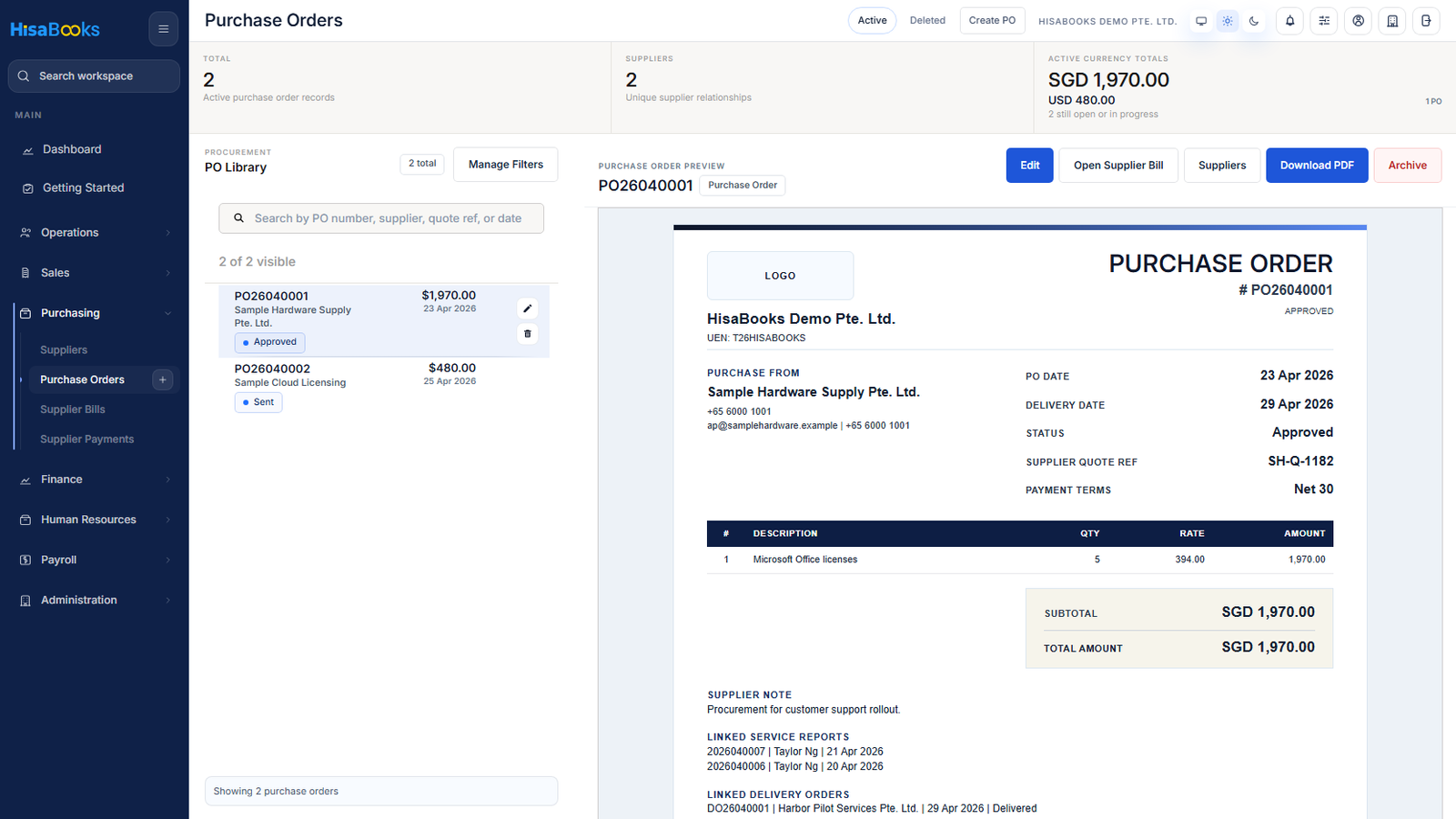Procurement & Payables in HisaBooks
